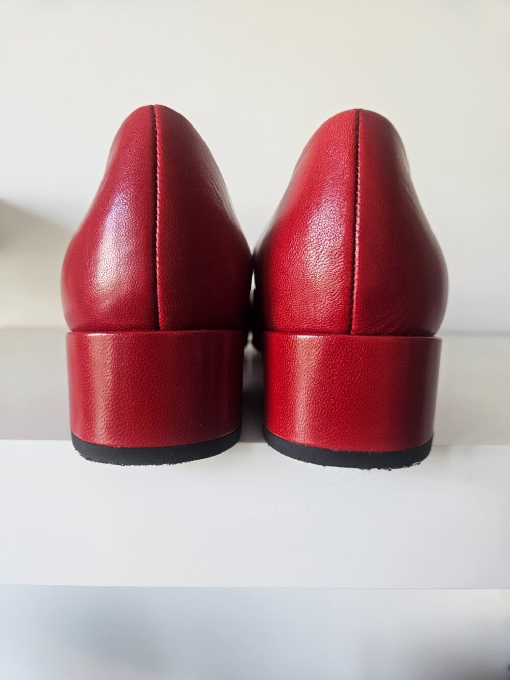 Franco Sarto Red Leather Pointed Toe Block Heel Pumps, Size 7.5 - Picture 5 of 12